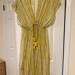 Echo Gold and White Sheer Beach Coverup